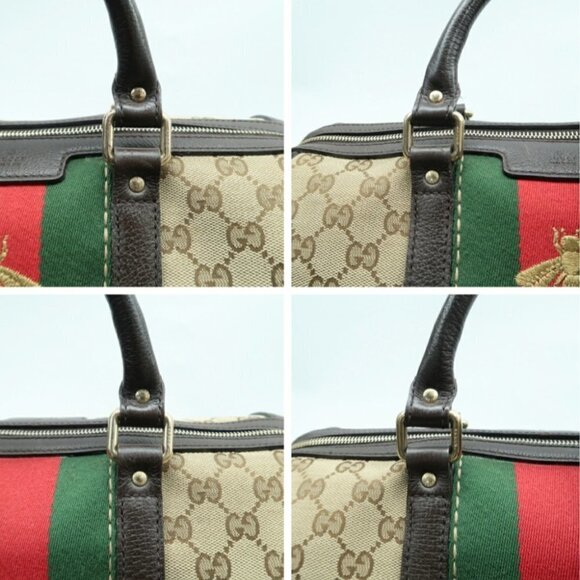 100% Authentic GUCCI Boston Brown Canvas Satchel Bag - Picture 8 of 12